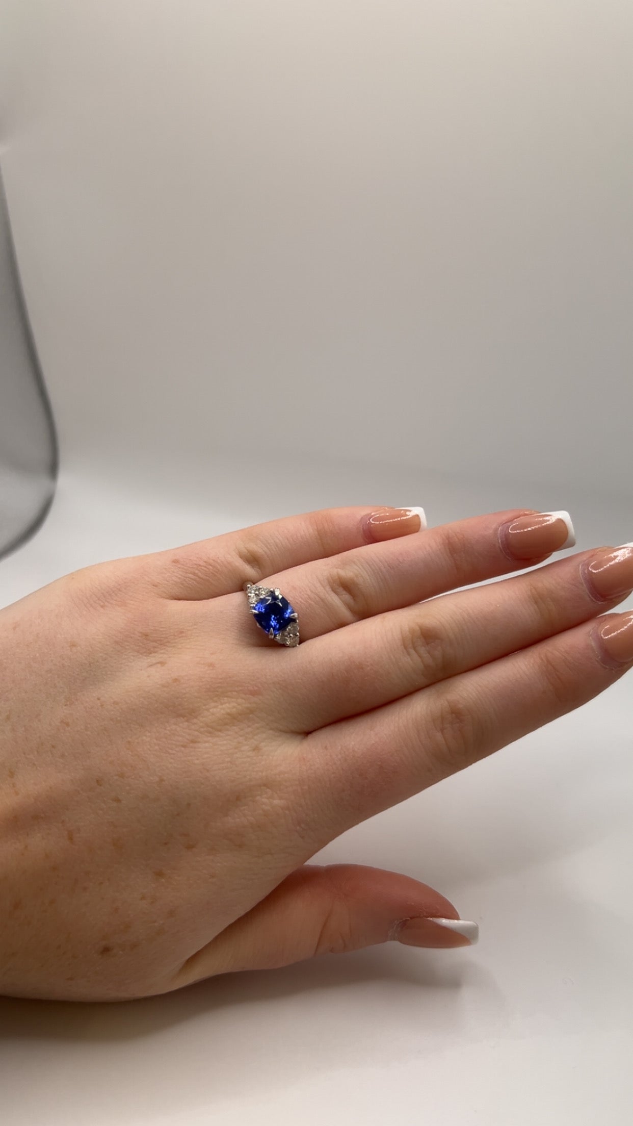 18ct White Gold Tanzanite and Diamond Ring
