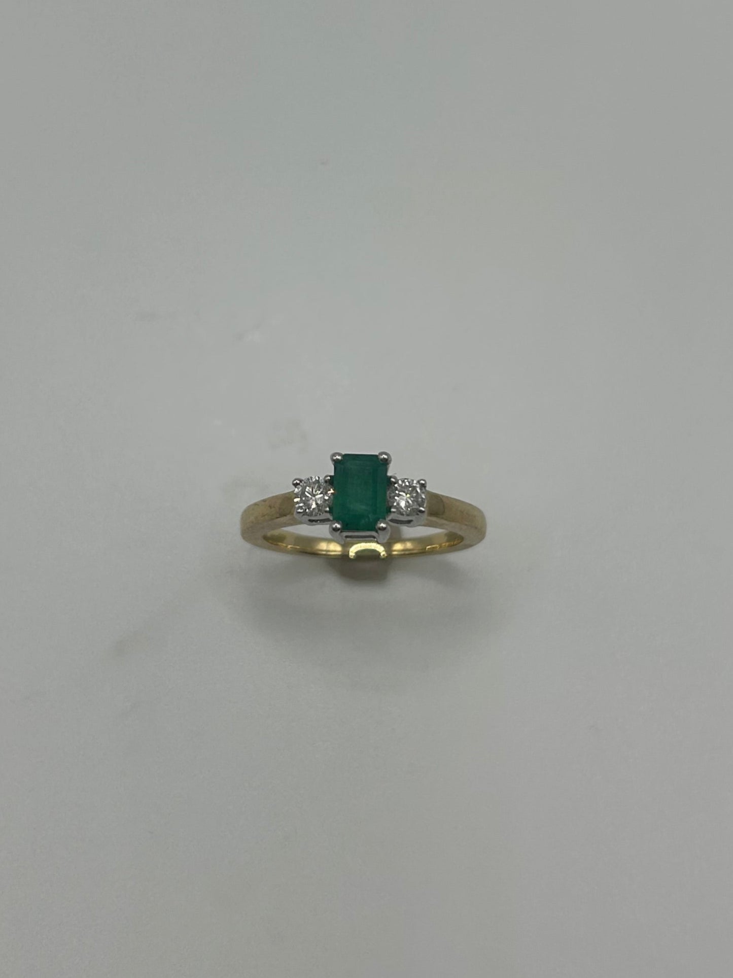 9ct Yellow Gold Emerald and Diamond Ring