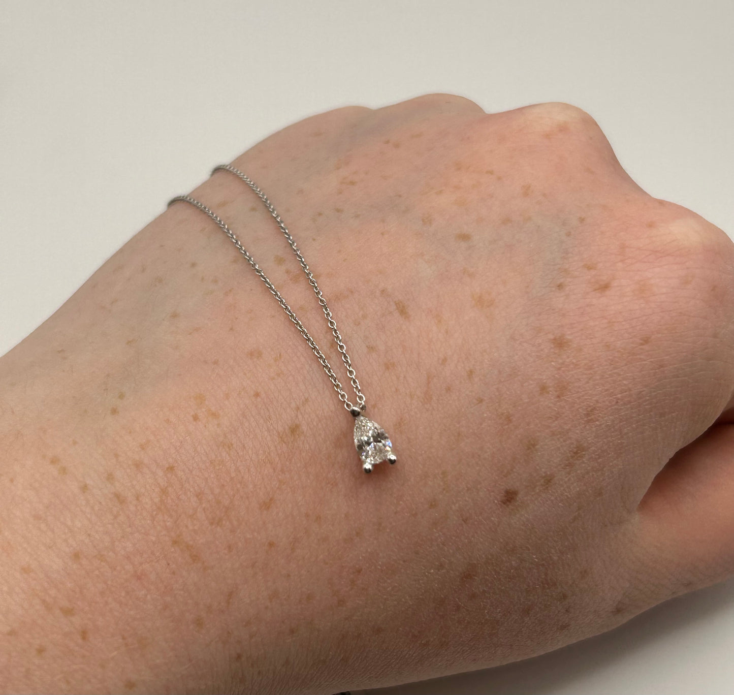 18ct White Gold Pearcut Diamond Necklace