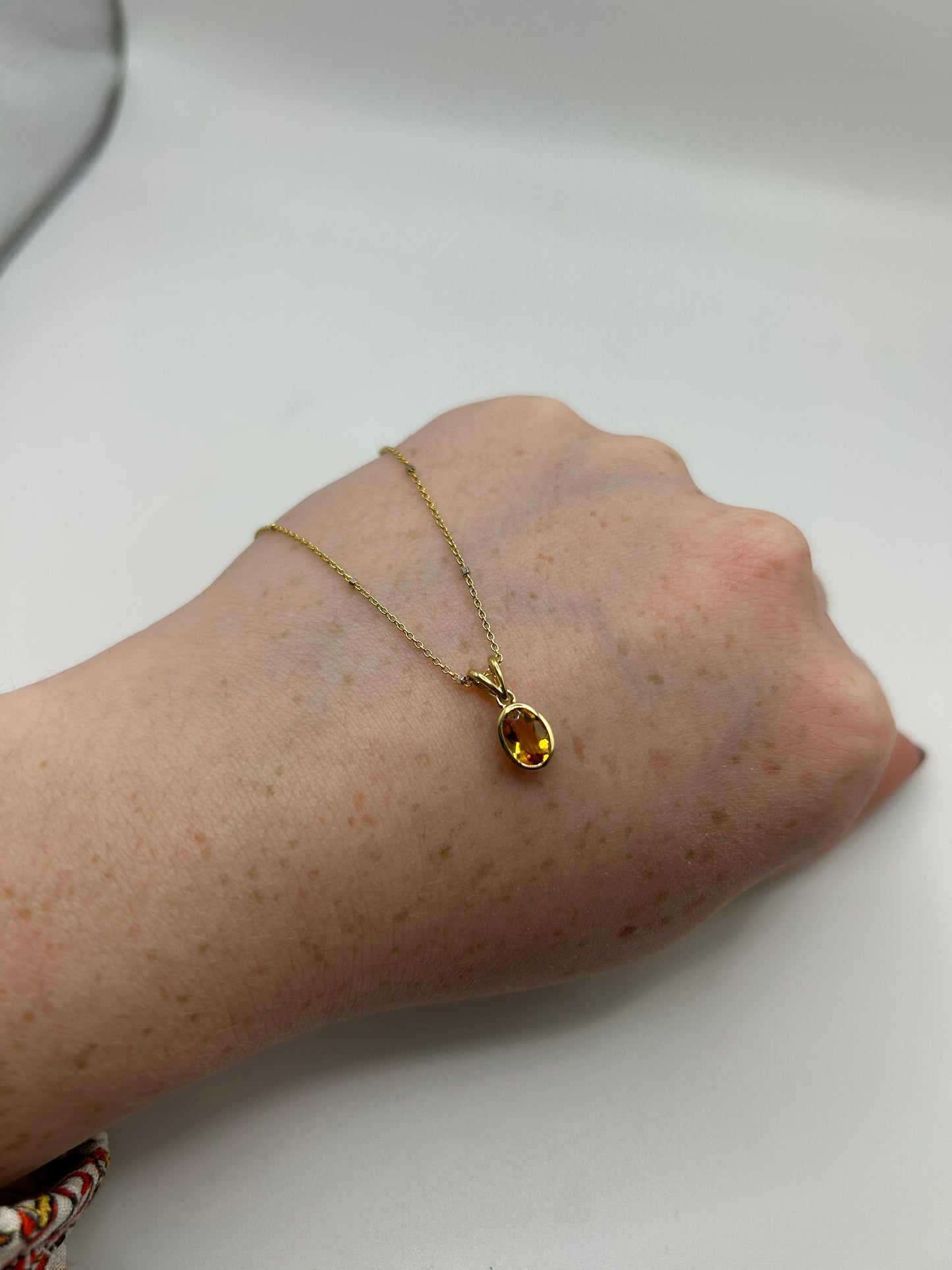 9ct Yellow Gold Oval Cut Rubover Citrine Necklace