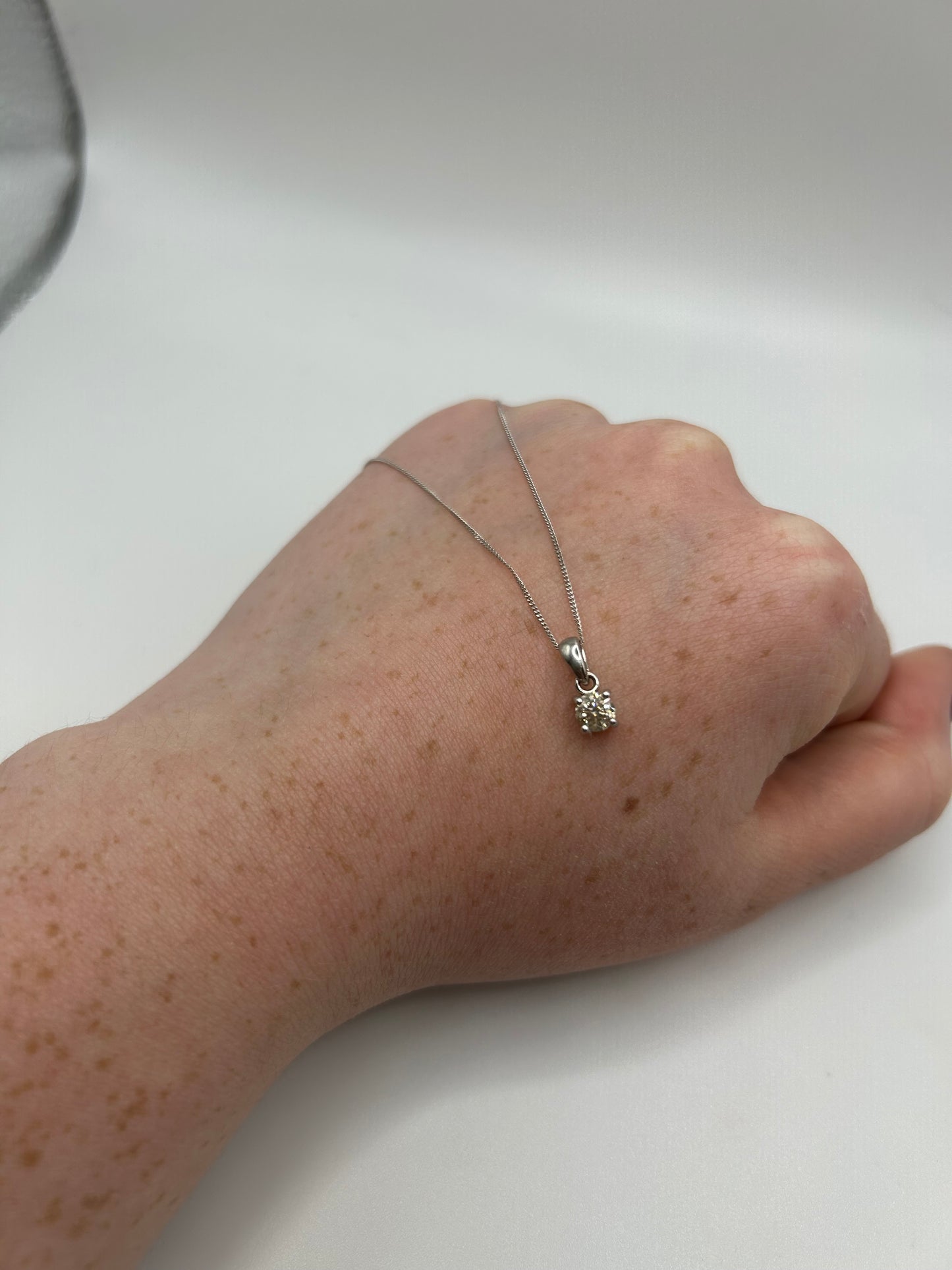 9ct White Gold Round Cut Diamond Necklace