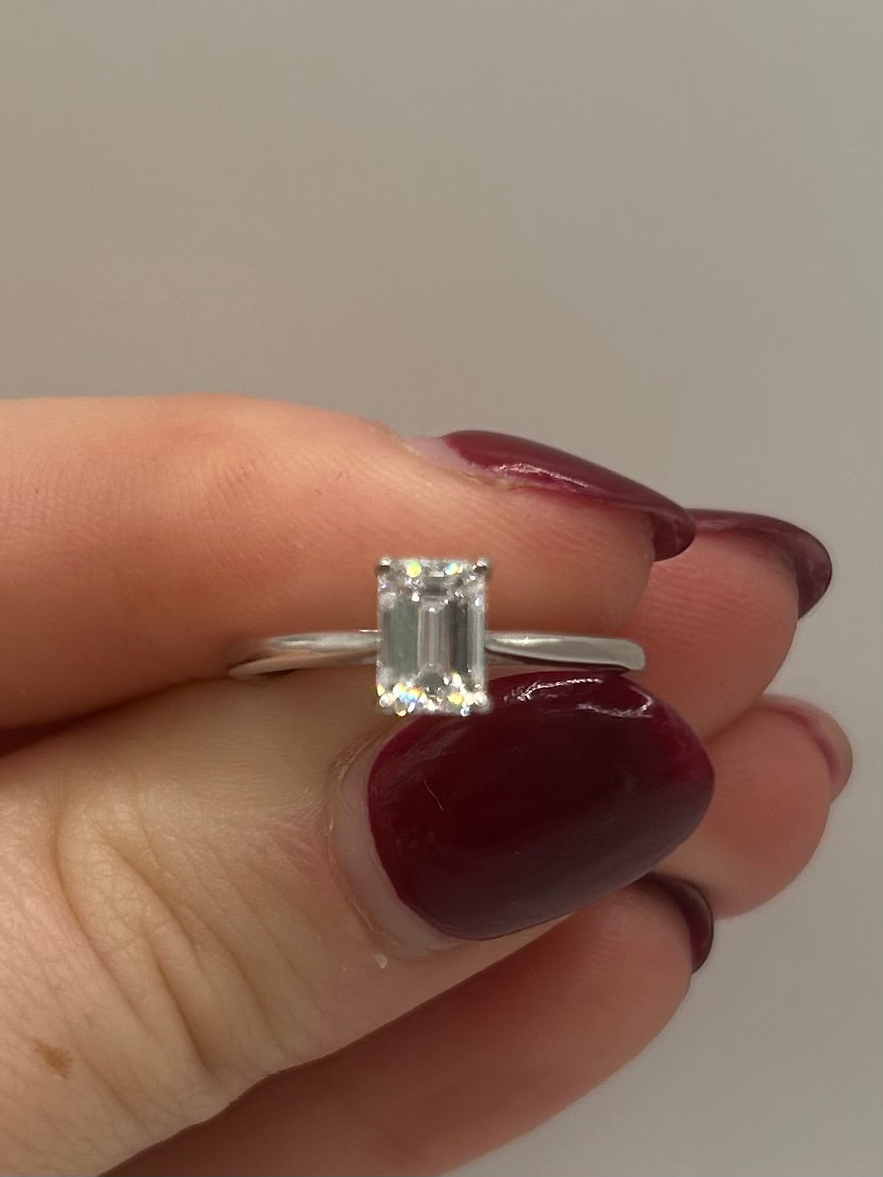 Platinum 1ct Emerald Cut Lab Grown Diamond Ring