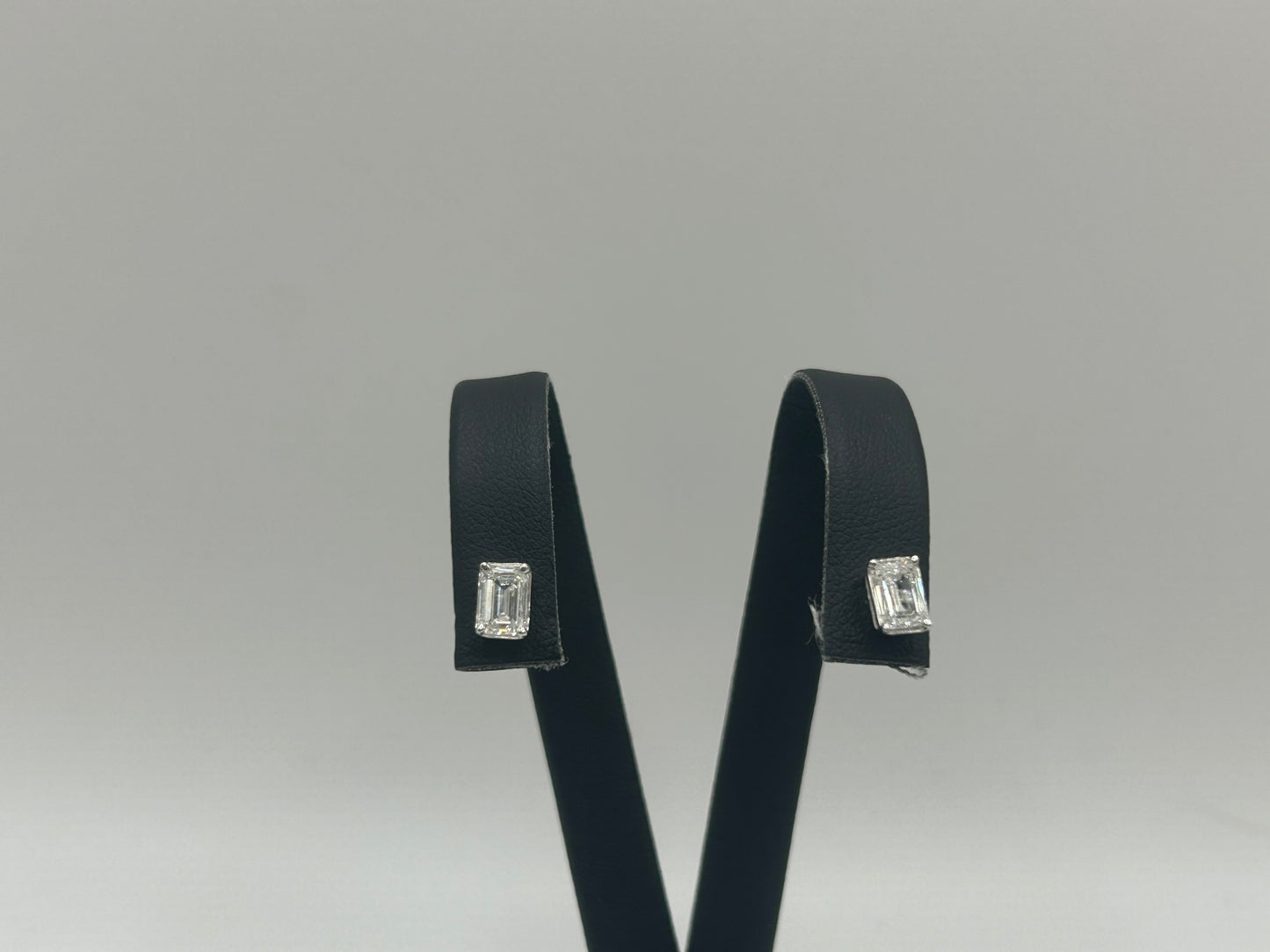 Platinum 1ct Emerald Cut Pair Lab Grown Diamond Earrings