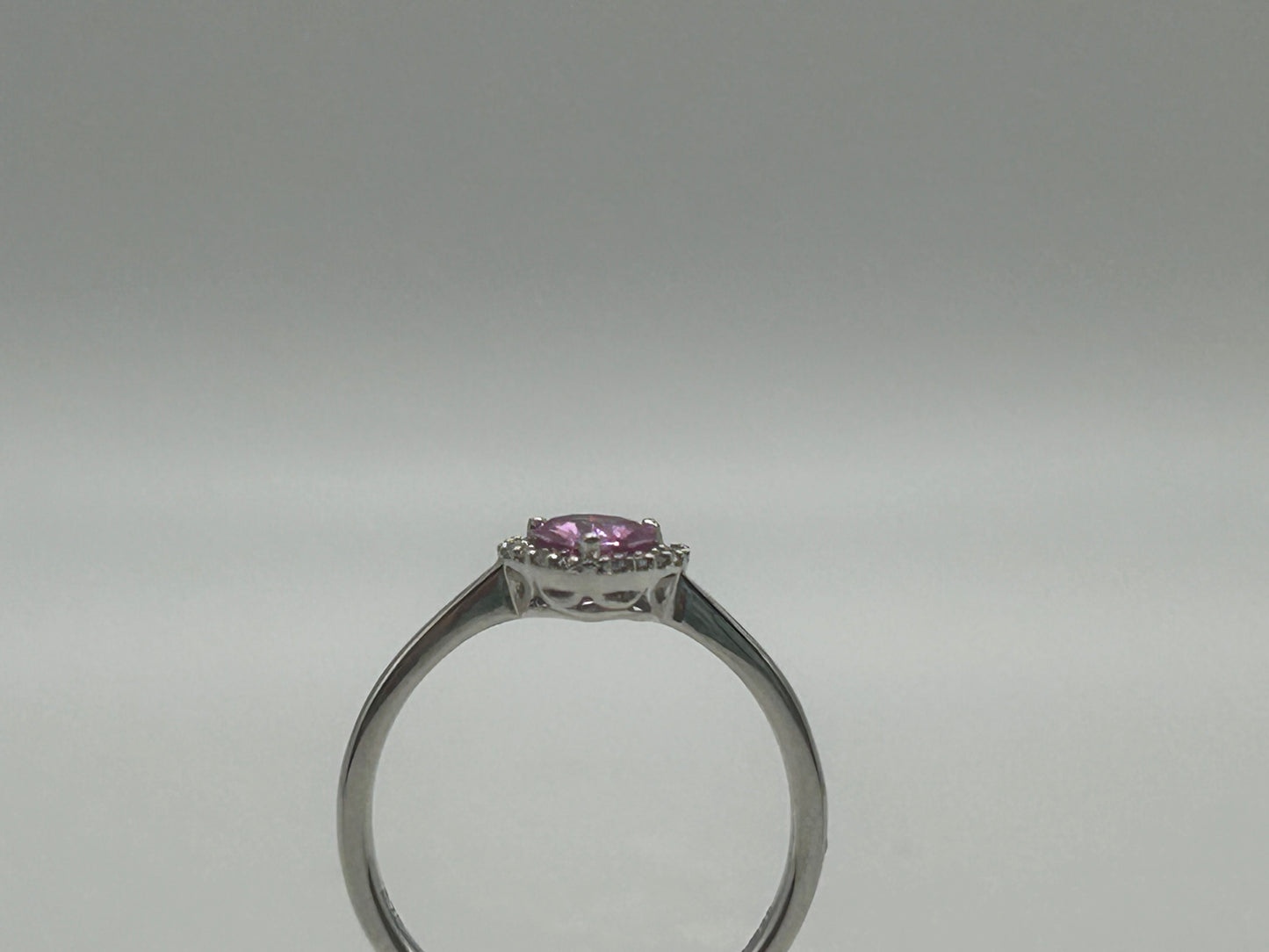 9ct White Gold Pink Sapphire and Diamond Heart Ring