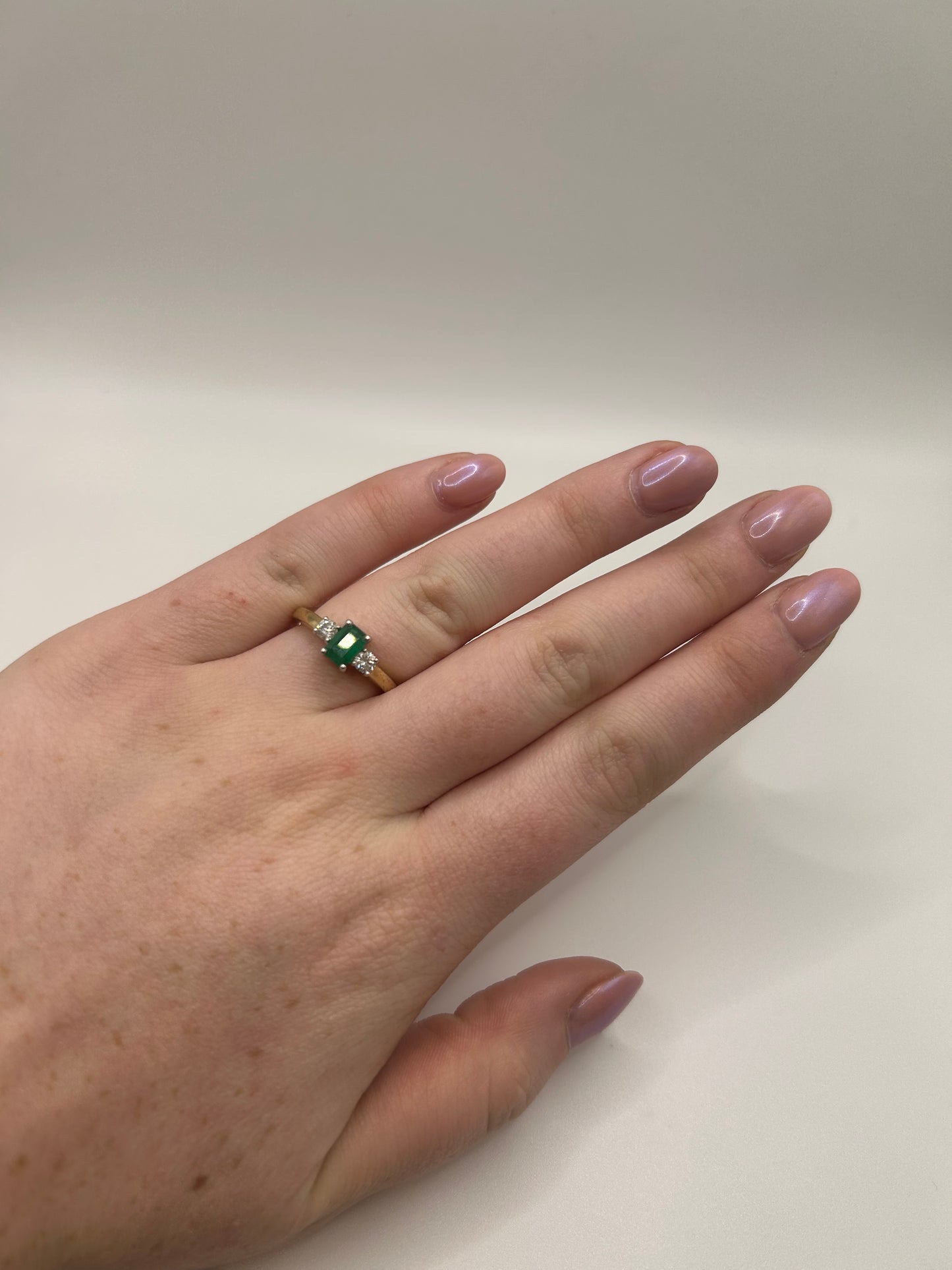 9ct Yellow Gold Emerald and Diamond Ring