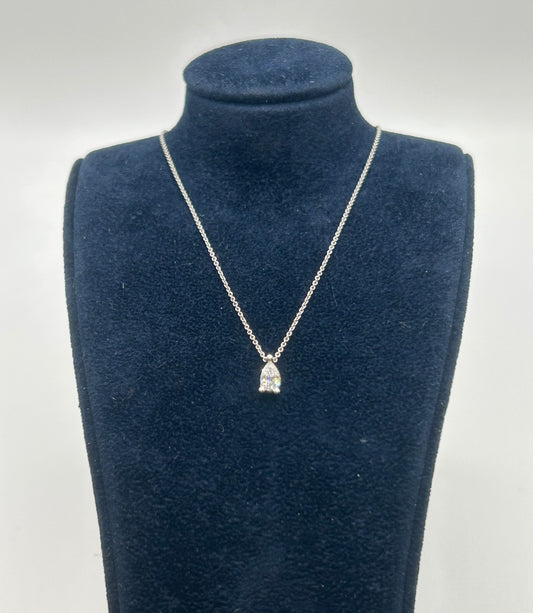 18ct White Gold Pearcut Diamond Necklace
