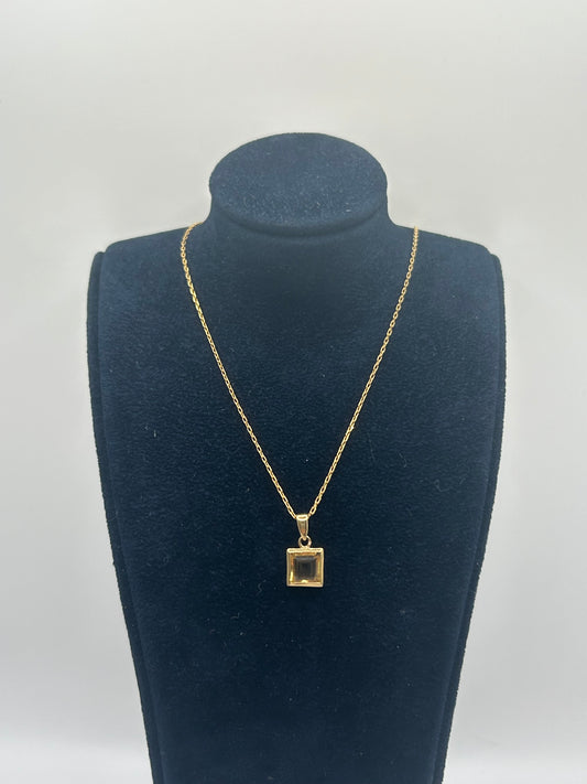 9ct Yellow Gold Princess Cut Citrine Necklace