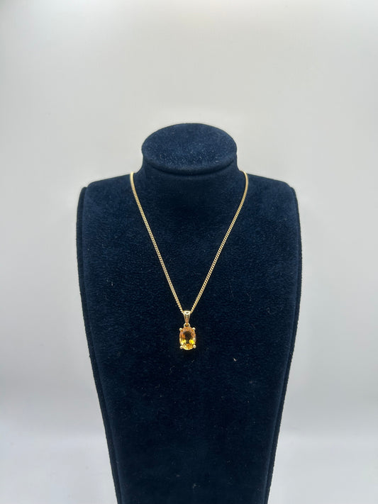 9ct Yellow Gold Oval Cut Citrine Necklace
