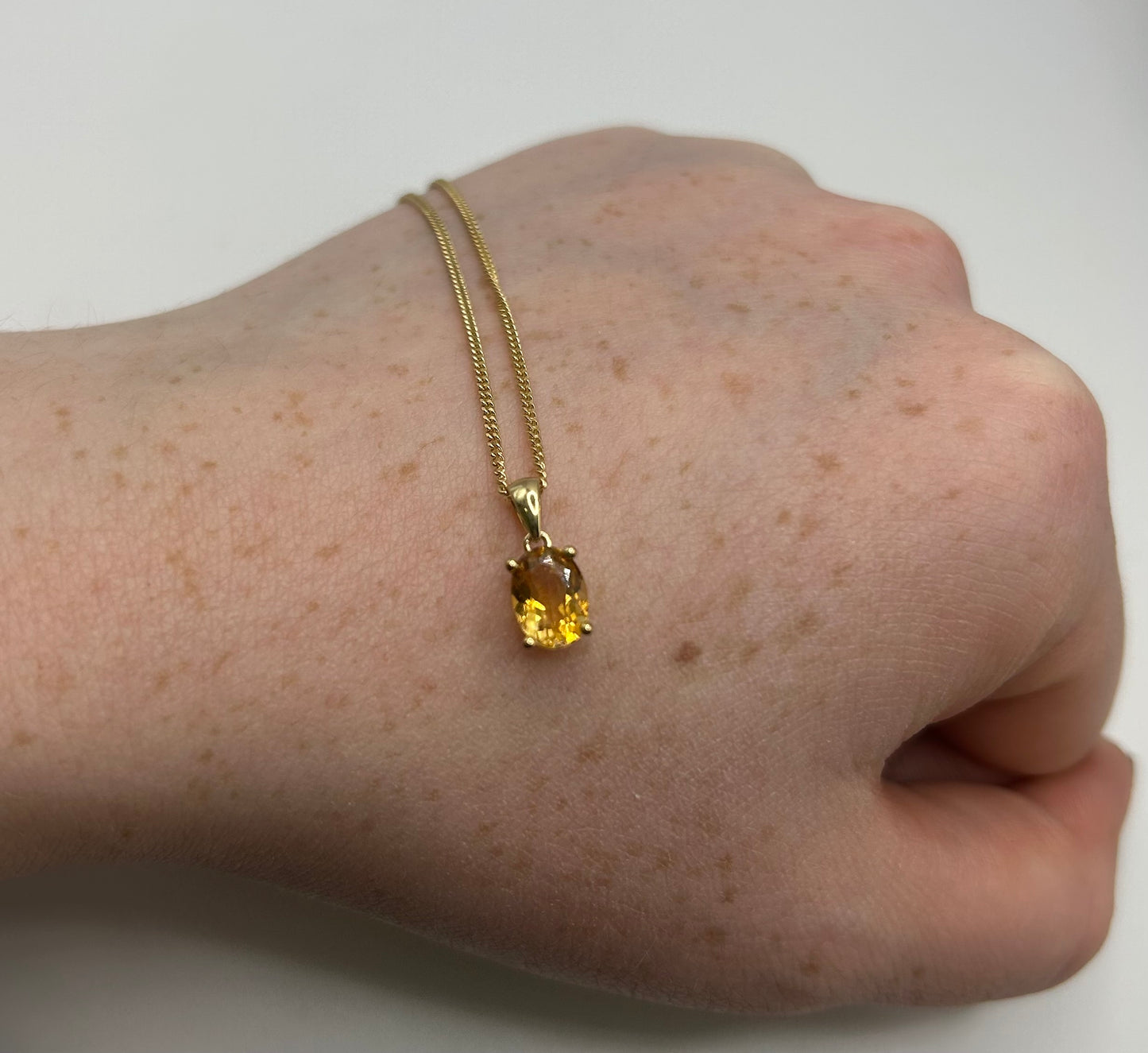 9ct Yellow Gold Oval Cut Citrine Necklace