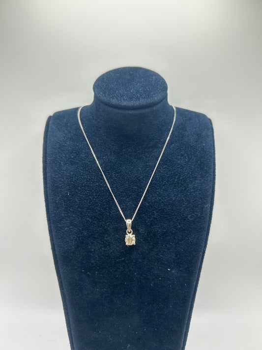 9ct White Gold Round Cut Diamond Necklace