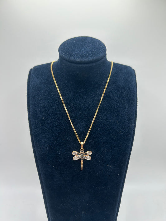 9ct Yellow Gold Dragonfly Necklace