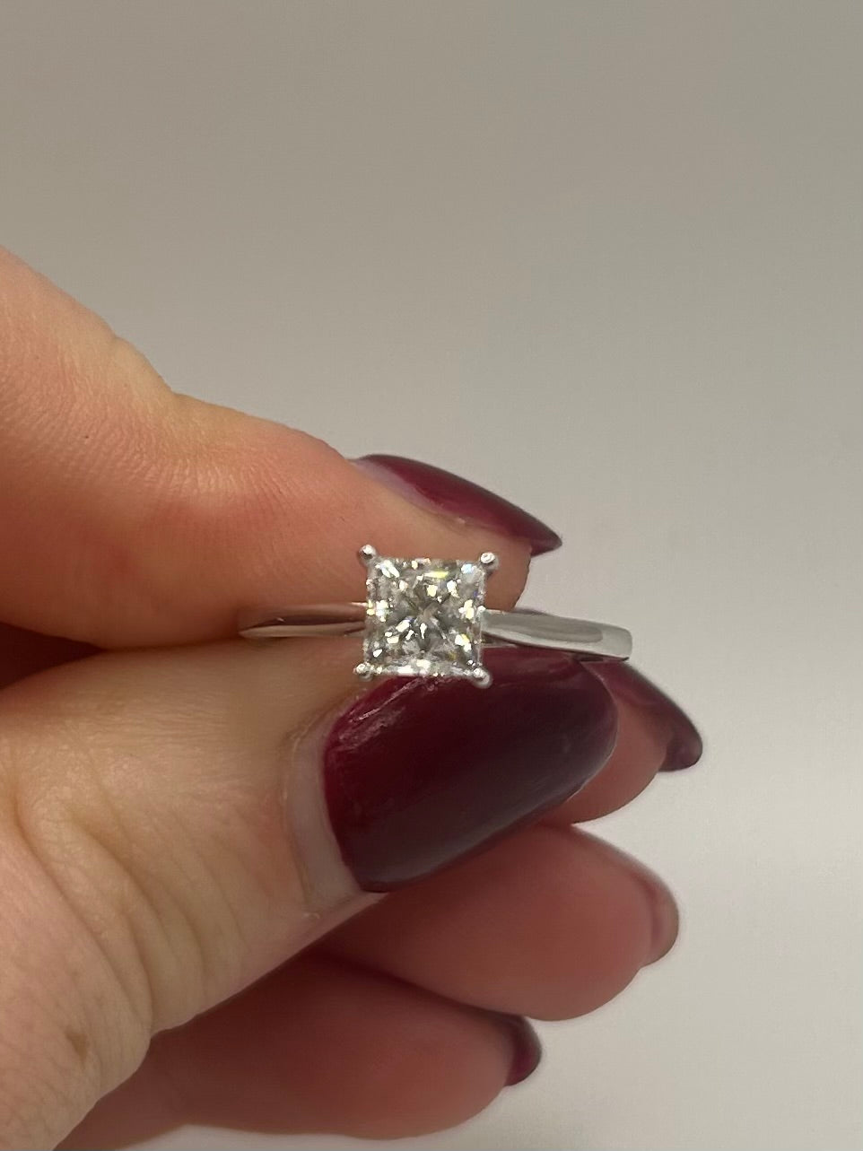 Platinum 1 ct Princess Cut Lab Grown Diamond Ring