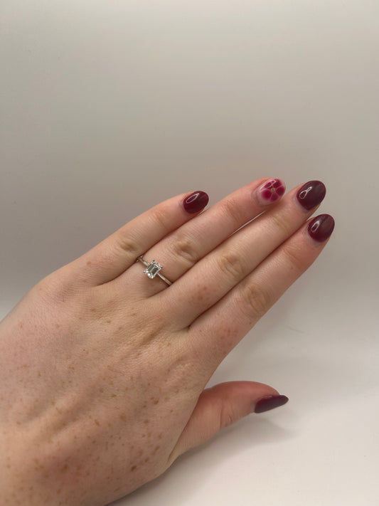 Platinum 1ct Emerald Cut Lab Grown Diamond Ring