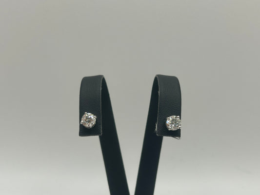 Platinum 1ct Round Cut Pair Lab Grown Diamond Earrings