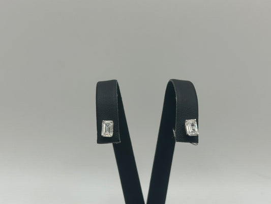 Platinum 1ct Emerald Cut Pair Lab Grown Diamond Earrings