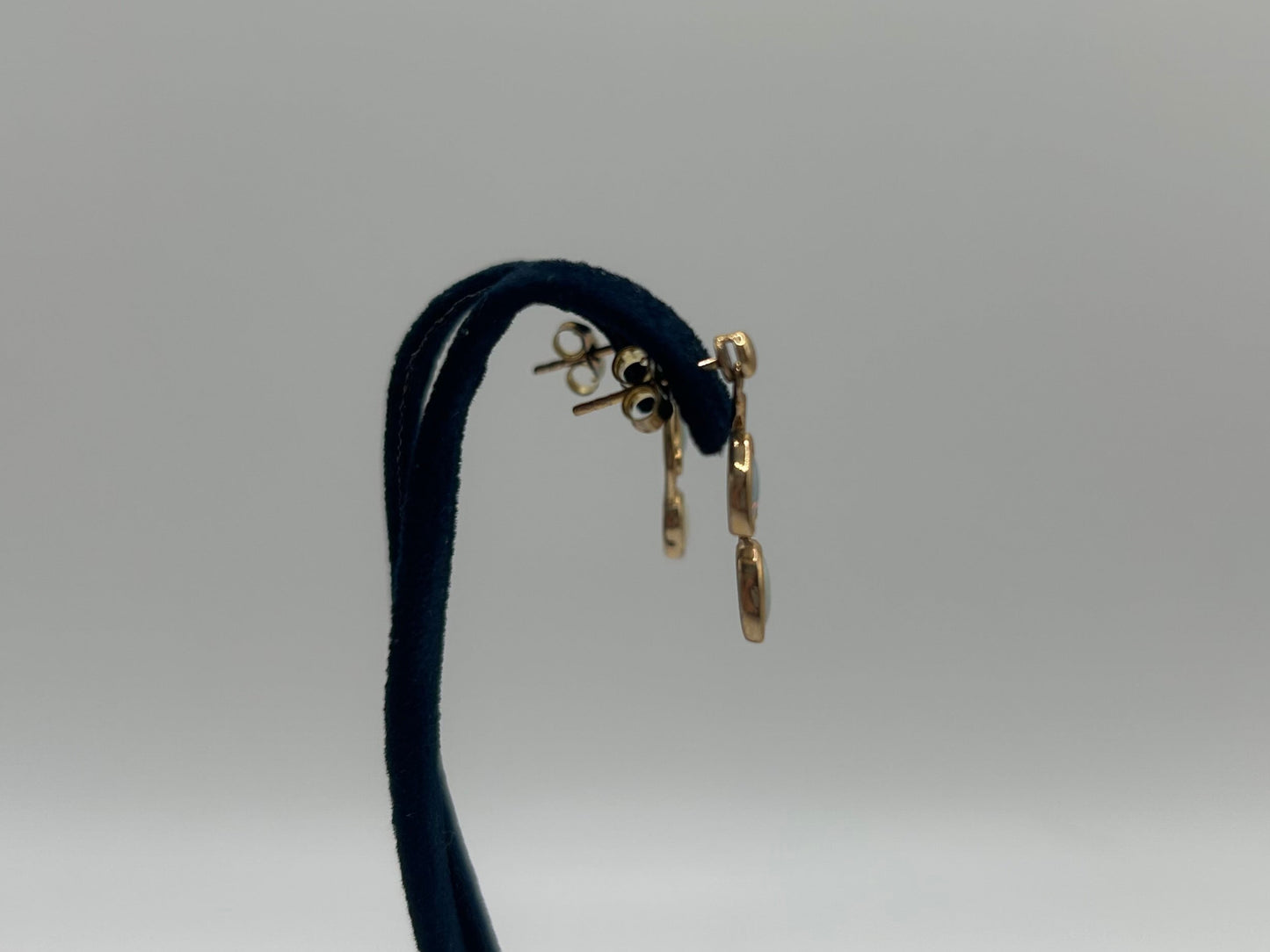 9ct Yellow Gold Opal and Diamond Leaf Drop Earrings
